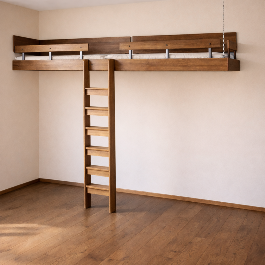 patrová jendolůžka za sebou kolmý žebřík řetěz ořech eshop 1